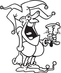 sketch vector illustration silhouette image design caricature icon logo symbol dwarf clown in action show carrying bell