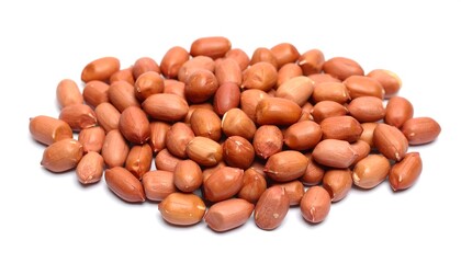 Pile of peanuts on a white background