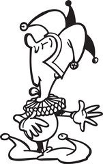 sketch vector illustration silhouette image design caricature icon logo symbol dwarf clown in action show