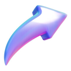 3D iridescent realistic arrow. Holographic cursor icon with neon gradient. Arrow pointing to the right, vector illustration.