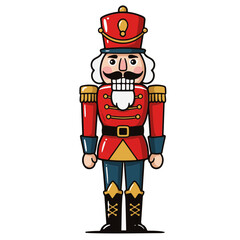 Nutcracker figure silhouette in bright colors on white background. Festive