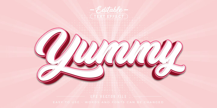 Yummy text style, editable text effect.