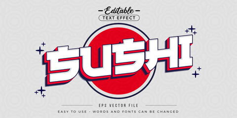 Sushi text style, editable text effect.