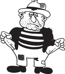 sketch vector illustration silhouette image design caricature icon logo symbol homeless with ragged clothes 