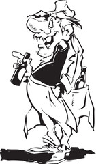 sketch vector illustration silhouette image design caricature icon logo symbol homeless with ragged clothes