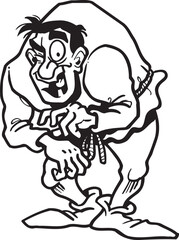 sketch vector illustration silhouette image design caricature icon logo symbol hunchback monster kind