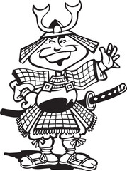 sketch vector illustration silhouette image design caricature icon logo symbol knight samurai warrior in armor wearing sword