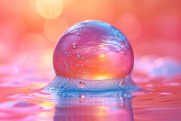 Vibrant Soap Bubble On Water