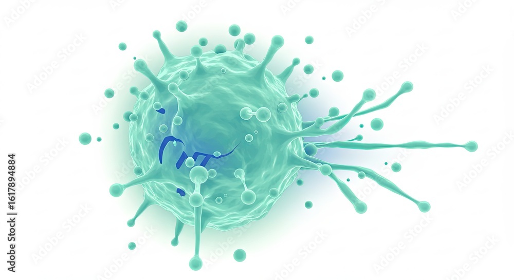 Aufkleber a detailed 3d render of a stylized coronavirus particle with spikes and internal structures