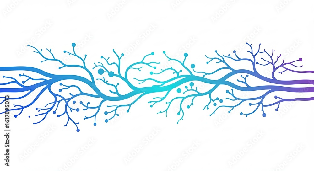 Aufkleber abstract branching blue and purple gradient pattern with small dots design