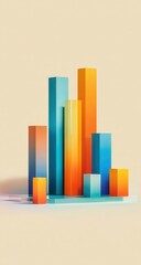 Abstract graphic of vibrant, gradient-filled, geometric shapes resembling a bar graph