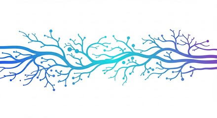 Abstract branching blue and purple gradient pattern with small dots design