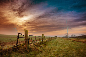 Sunrise in a field in the north east of England.