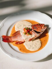 Red snapper  with creamy Creole sauce