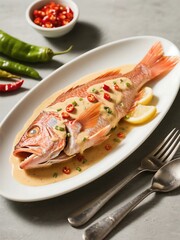 Red snapper  with creamy Creole sauce