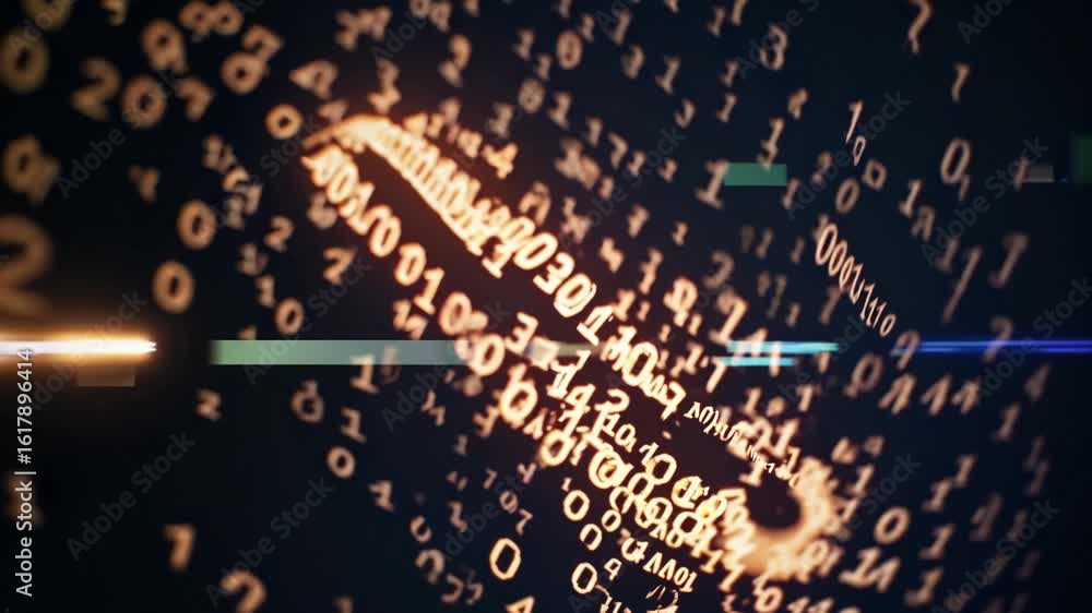 Poster highdefinition digital cascade closeup of cryptic code stream on a modern screen, ideal for techcent