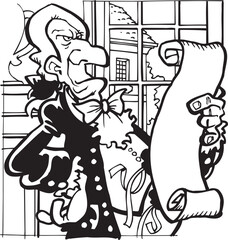 sketch vector illustration silhouette image design caricature icon logo symbol of royal official reading announcement