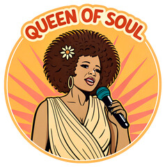 Queen Of Soul Woman Retro 70s. PNG, Print Shirt, Sticker.