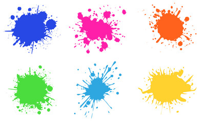 Colorful Paint Splatter Vector Set – Ink Blot Stain Clipart for Design Vector set	