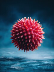 Floating spiky object with blue smoky background