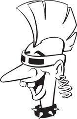 Vector sketch illustration silhouette image design caricature icon logo symbol punk kid with pop rock style