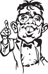 vector sketch illustration silhouette image design caricature icon logo symbol student raising hand