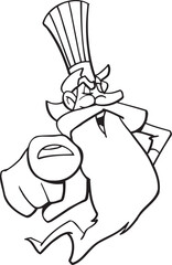 vector sketch illustration silhouette image design caricature icon logo symbol grandfather pointing at you