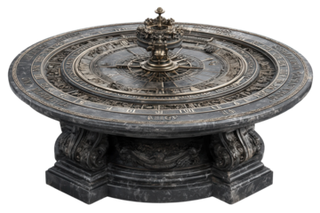 Astrological Altar Table Bronze Ornate Vintage Divination Tool Timepiece Design Celestial on transparent background