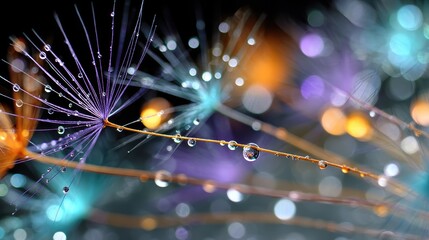 Dewdrop-Kissed Dandelion: A Macro Dreamscape of Delicate Beauty