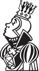 Vector sketch illustration silhouette image design caricature icon logo symbol of a royal princess in a royal dress as a symbol of beauty 