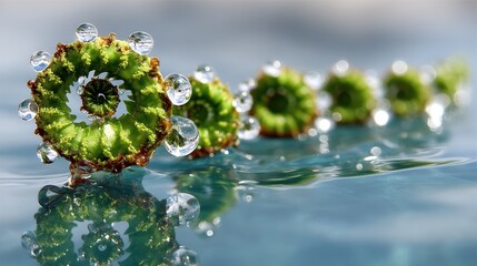 Macro Dewdrop on Cactus - Surreal Desert Beauty and Detail
