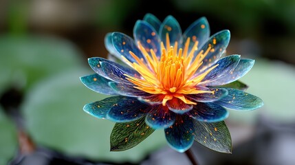Surreal Blue Lotus Bloom - Abstract Floral Beauty