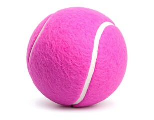 Pink tennis ball on white background