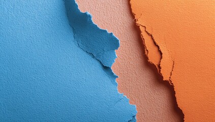 Ripped paper in two complementary colors