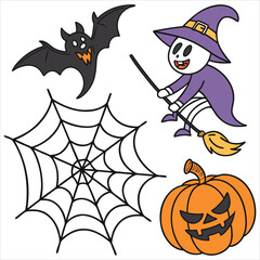  Halloween. Halloween Icon Set. Halloween set clipart vector. Halloween Flat Design Icon Set. Set of Halloween Pumpkins Silhouette. Halloween cartoon vector. 