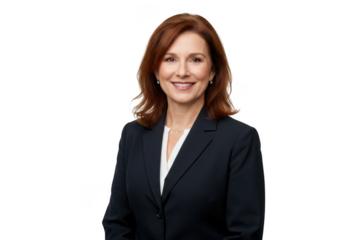 Professional woman in dark suit isolated on transparent background