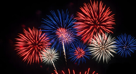 Red, White, and Blue Fireworks Display at Night