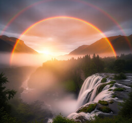 waterfall and rainbow
