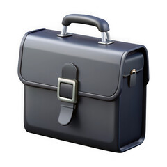 Black briefcase with silver buckle isolated on a transparent background