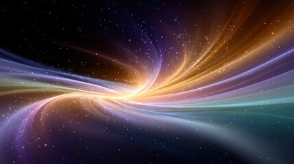 Obraz premium A vibrant cosmic scene featuring swirling colors and sparkling stars against a dark background, evoking a sense of the vastness of space.