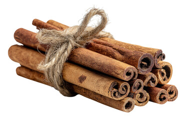 Cinnamon Sticks Tied with Twine Spices for Cooking Baking Holiday Seasoning Fragrant Sweet on transparent background