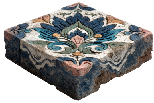 Ornate floral tile with intricate patterns vintage architectural element antique decor on transparent background