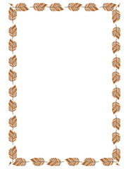 A beautiful decorative border adorned with detailed autumn leaves in shades of brown and orange. This design adds a seasonal touch to various creative projects and celebrations.