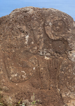 Bird man petroglyph, Easter Island, Orongo, Chile