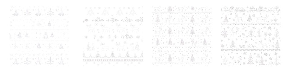 Set of Black and White Christmas Pattern Seamless PNG isolated on transparent background