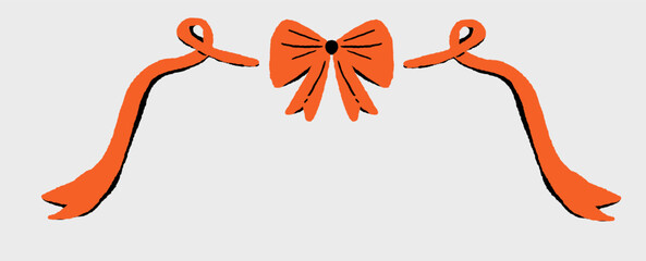 Whimsical hand-drawn orange bow frame vector illustration