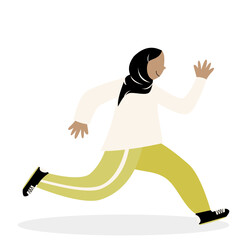 Hijab girl running competition vector illustration