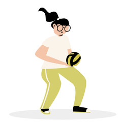a girl playing volleyball vector illustration