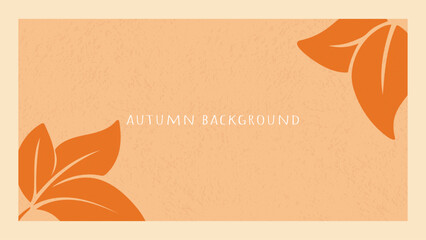 Autumn color atmosphere banner. Bright textured abstract fall horizontal background. Autumn theme template with leaves silhouette. Flyer layout, booklets, covers, cards, leaflets with copy space