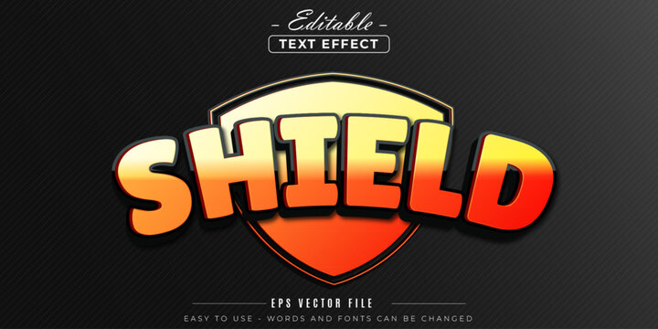 Gold shield text style, editable text effect.